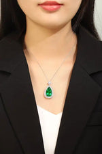 Load image into Gallery viewer, Pear Cut Columbia Green Lab Emerald Cluster Pendant Necklace - LGG Jewelry
