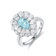 Pear Cut Lab Paraiba Pear Cluster Engagement Ring - LGG Jewelry