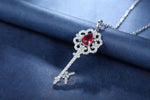Load image into Gallery viewer, Pear Cut Lab Ruby Pave Key Pendant Necklace - LGG Jewelry
