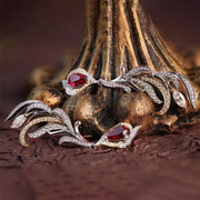 Phenix Feather Pear Cut Lab Ruby Earrings - LGG Jewelry