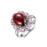 Charger l&#39;image dans la visionneuse de galerie, Pink Cluster 7 Ct Oval Shape Lab Ruby Engagement Ring - LGG Jewelry
