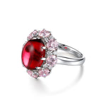 Charger l&#39;image dans la visionneuse de galerie, Pink Cluster 7 Ct Oval Shape Lab Ruby Engagement Ring - LGG Jewelry
