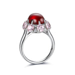 Charger l&#39;image dans la visionneuse de galerie, Pink Cluster 7 Ct Oval Shape Lab Ruby Engagement Ring - LGG Jewelry

