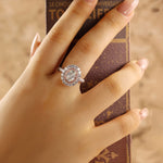 Load image into Gallery viewer, Pink Halo 1.24 Ct Oval Cut Fancy Blue Lab Diamond Engagement Ring - LGG Jewelry
