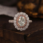 Load image into Gallery viewer, Pink Halo 1.24 Ct Oval Cut Fancy Blue Lab Diamond Engagement Ring - LGG Jewelry
