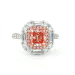 Load image into Gallery viewer, Pink Halo 1.54 Ct Radiant Cut Fancy Pink Lab Diamond Cluster Engagement Ring - LGG Jewelry
