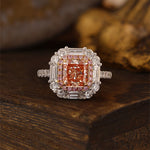 Load image into Gallery viewer, Pink Halo 1.54 Ct Radiant Cut Fancy Pink Lab Diamond Cluster Engagement Ring - LGG Jewelry
