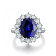 Princess Diana Inspired  Luxury 6.5 Ct Oval Lab Blue Sapphire Engagement Ring - LGG Jewelry