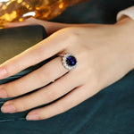 Load image into Gallery viewer, Princess Diana Inspired  Luxury 6.5 Ct Oval Lab Blue Sapphire Engagement Ring - LGG Jewelry

