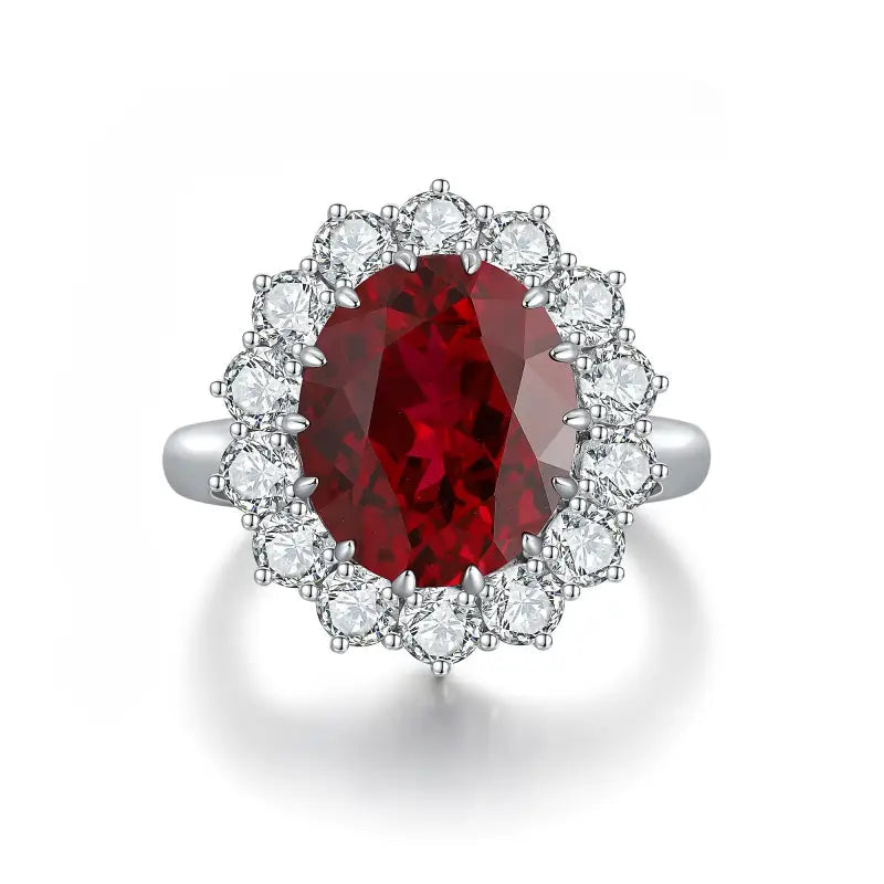 Princess Diana Inspired  Luxury 6.5 Ct Oval Lab Ruby Engagement Ring - LGG Jewelry
