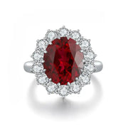 Princess Diana Inspired  Luxury 6.5 Ct Oval Lab Ruby Engagement Ring - LGG Jewelry