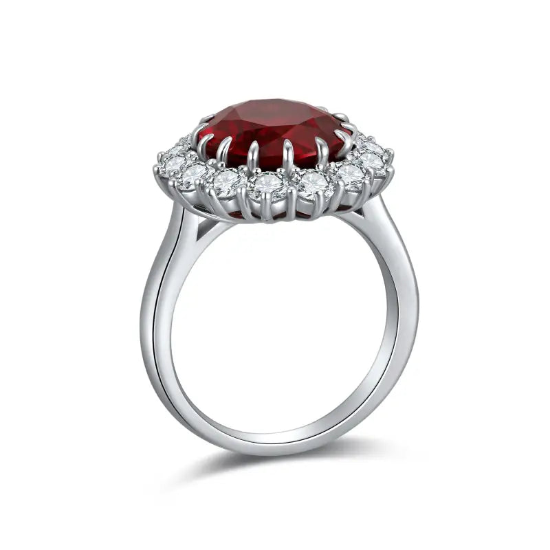Princess Diana Inspired  Luxury 6.5 Ct Oval Lab Ruby Engagement Ring - LGG Jewelry