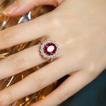 Load image into Gallery viewer, Princess Diana Inspired  Luxury 6.5 Ct Oval Lab Ruby Engagement Ring - LGG Jewelry
