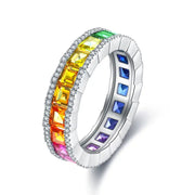 Rainbow Graduating Sapphire Channel Eternity band - LGG Jewelry