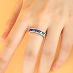 Load image into Gallery viewer, Rainbow Graduating Sapphire Channel Eternity band - LGG Jewelry
