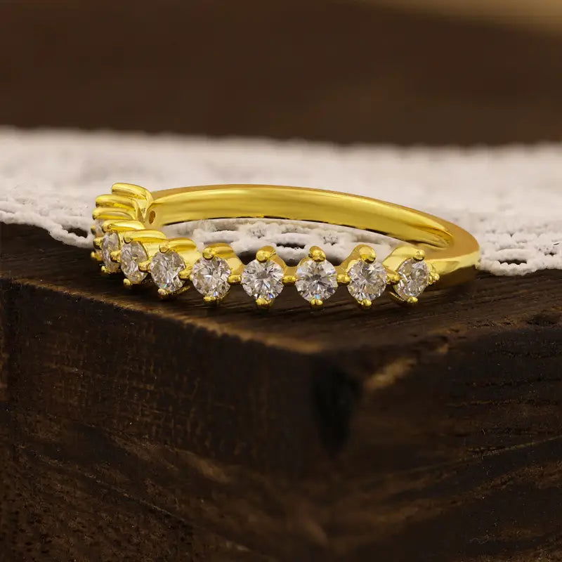 Round Cut Lab Diamond Four Prongs Wedding Band - LGG Jewelry