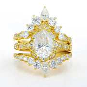 Sparkling Trio 2 Ct Oval Cut Lab Diamond Bridal Ring Set - 3pcs - LGG Jewelry