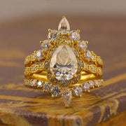 Sparkling Trio 2 Ct Oval Cut Lab Diamond Bridal Ring Set - 3pcs - LGG Jewelry