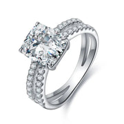 Split Shank 3 Ct Cushion Shape Lab Diamond Halo Half Pave Engagement Ring - LGG Jewelry