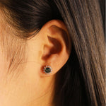 Load image into Gallery viewer, Sunny Halo Round Cut Moss Agate Ear Studs - LGG Jewelry
