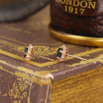 Load image into Gallery viewer, Sunny Halo Round Cut Moss Agate Ear Studs - LGG Jewelry
