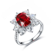 Sunny Heart Halo 4 Ct Lab Ruby Engagement Ring - LGG Jewelry