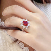 Sunny Heart Halo 4 Ct Lab Ruby Engagement Ring - LGG Jewelry