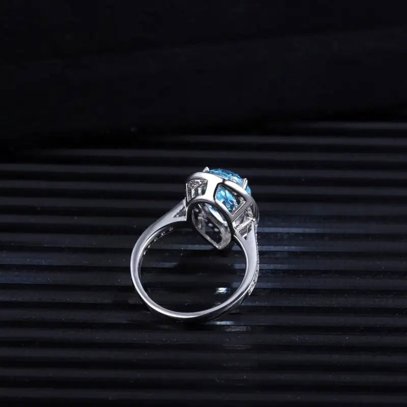 Tear of Ocean 5 Ct Pear Cut Lab Paraiba Halo Engagement Ring - LGG Jewelry