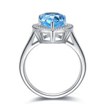 Load image into Gallery viewer, Tear of Ocean 5 Ct Pear Cut Lab Paraiba Halo Engagement Ring - LGG Jewelry
