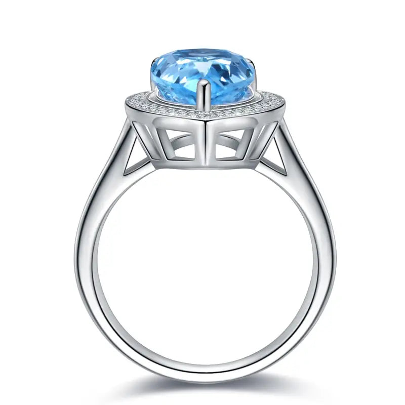Tear of Ocean 5 Ct Pear Cut Lab Paraiba Halo Engagement Ring - LGG Jewelry