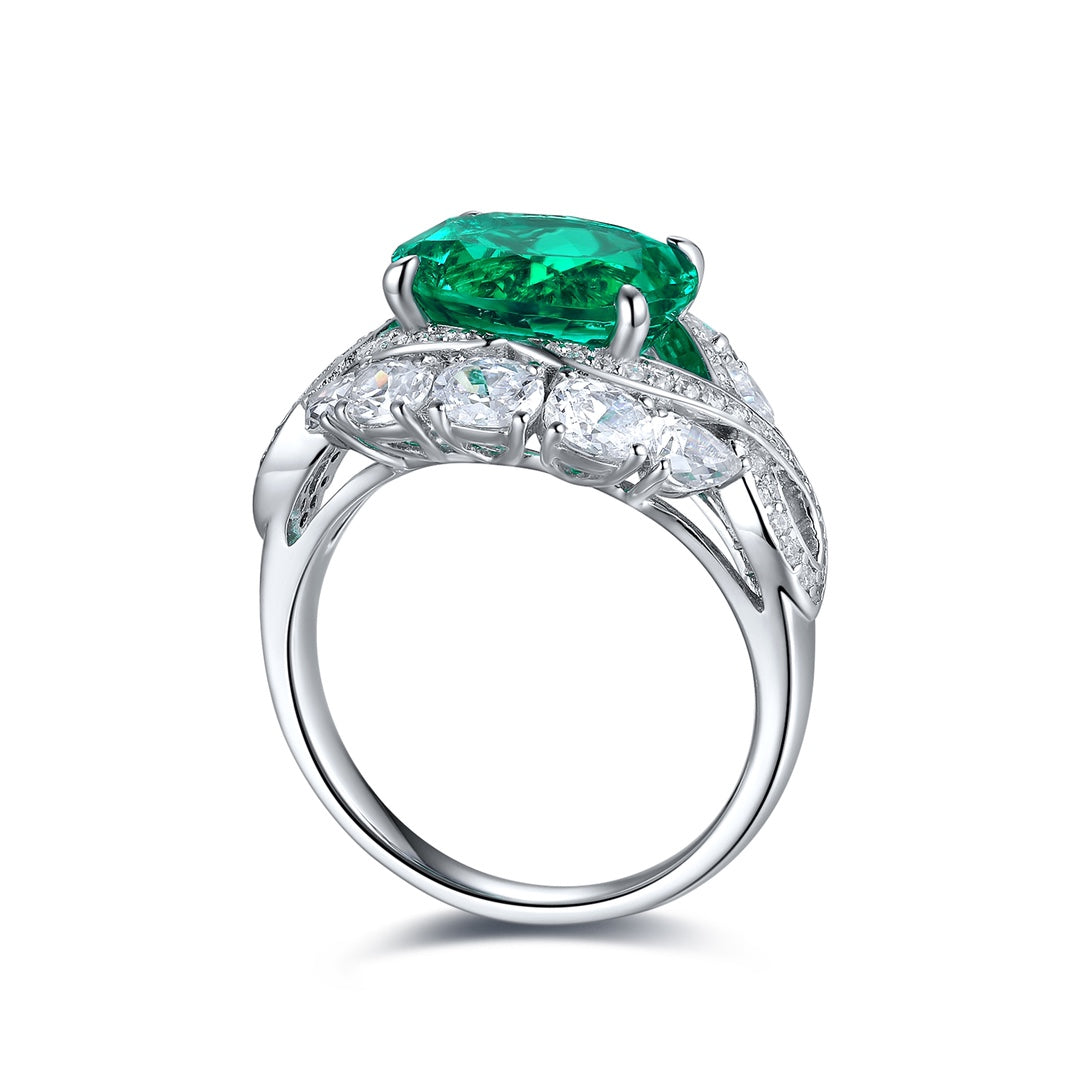 Twist Band 3.5 Ct Lab Emerald Engagement Ring - LGG Jewelry