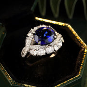 Twist Band 4.8 Ct Lab Blue Sapphire Engagement Ring - LGG Jewelry