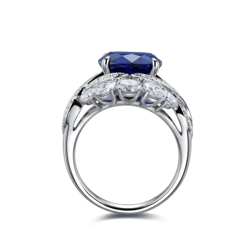 Twist Band 4.8 Ct Lab Blue Sapphire Engagement Ring - LGG Jewelry