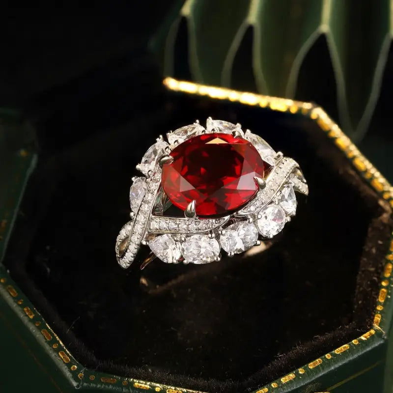 Twist Band 4.8 Ct Lab Ruby Engagement Ring - LGG Jewelry