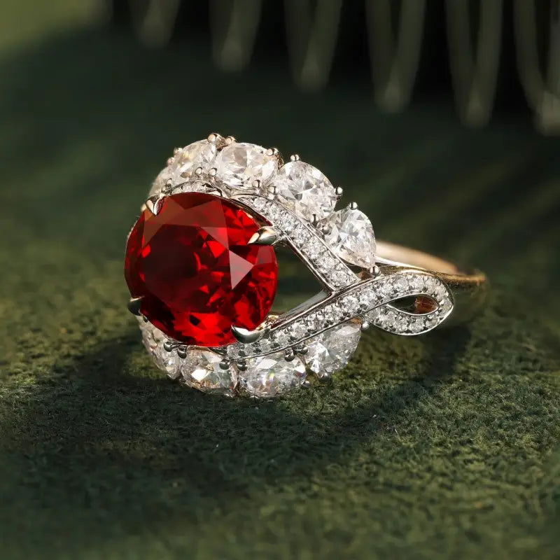 Twist Band 4.8 Ct Lab Ruby Engagement Ring - LGG Jewelry