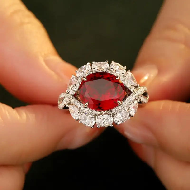 Twist Band 4.8 Ct Lab Ruby Engagement Ring - LGG Jewelry