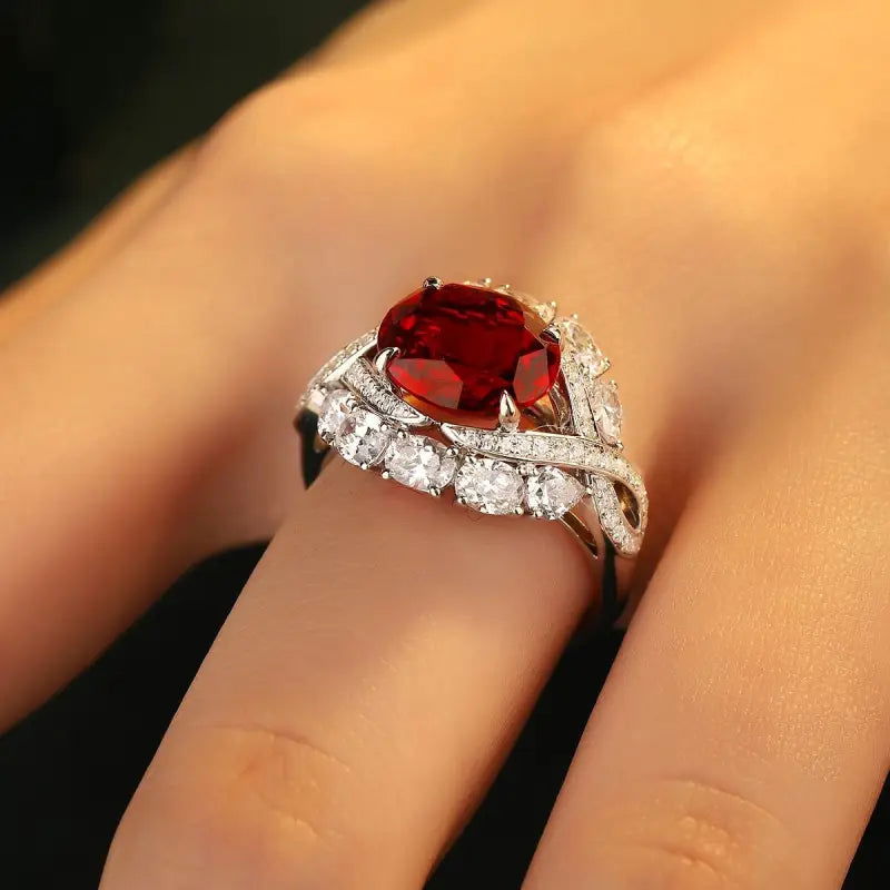 Twist Band 4.8 Ct Lab Ruby Engagement Ring - LGG Jewelry