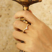 V-Shaped Graduating Marquise Cut & Round Cut Lab Diamond Enhancement Ring - LGG Jewelry