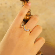 V-Shaped Round Cut Lab Diamond Contour Band - LGG Jewelry