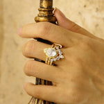 Charger l&#39;image dans la visionneuse de galerie, Vintage Inspired Trio 2 Ct Oval Cut Lab Diamond Bridal Ring Set - 3pcs - LGG Jewelry
