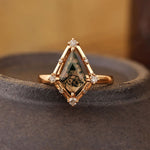 Load image into Gallery viewer, Vintage Kite Cut Moss Agate Art Deco Engagement Ring - LGG Jewelry
