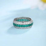 Load image into Gallery viewer, Wave Line Elongated Hexagon Zambia Green Emerald Channel Eternity Band - LGG Jewelry

