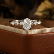 1.5 CT Oval Cut Lab Diamond Bubble Band Engagement Ring