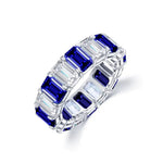 Lade Bild in die Galerieansicht, Alternating Emerald Cut Lab Blue Sapphire Eternity Band - LGG Jewelry