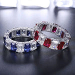 Lade Bild in die Galerieansicht, Alternating Emerald Cut Lab Blue Sapphire Eternity Band - LGG Jewelry