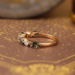 Lade Bild in die Galerieansicht, Alternating Marquise Cut Moss Agate and Round Cut Lab Diamond Wedding Band - LGG Jewelry