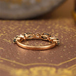 Lade Bild in die Galerieansicht, Alternating Marquise Cut Moss Agate and Round Cut Lab Diamond Wedding Band - LGG Jewelry