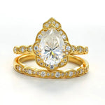 Lade Bild in die Galerieansicht, Art Deco Inspired 2 Ct Oval Cut Lab Diamond Bridal Ring Set - 2pcs - LGG Jewelry
