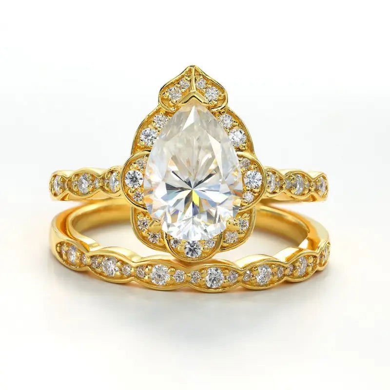 Art Deco Inspired 2 Ct Oval Cut Lab Diamond Bridal Ring Set - 2pcs - LGG Jewelry