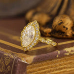 Lade Bild in die Galerieansicht, Art Deco Marquise Cut Lab Diamond Vintage Engagement Ring - LGG Jewelry
